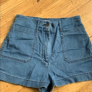 High Waist Sailor Style Denim Short